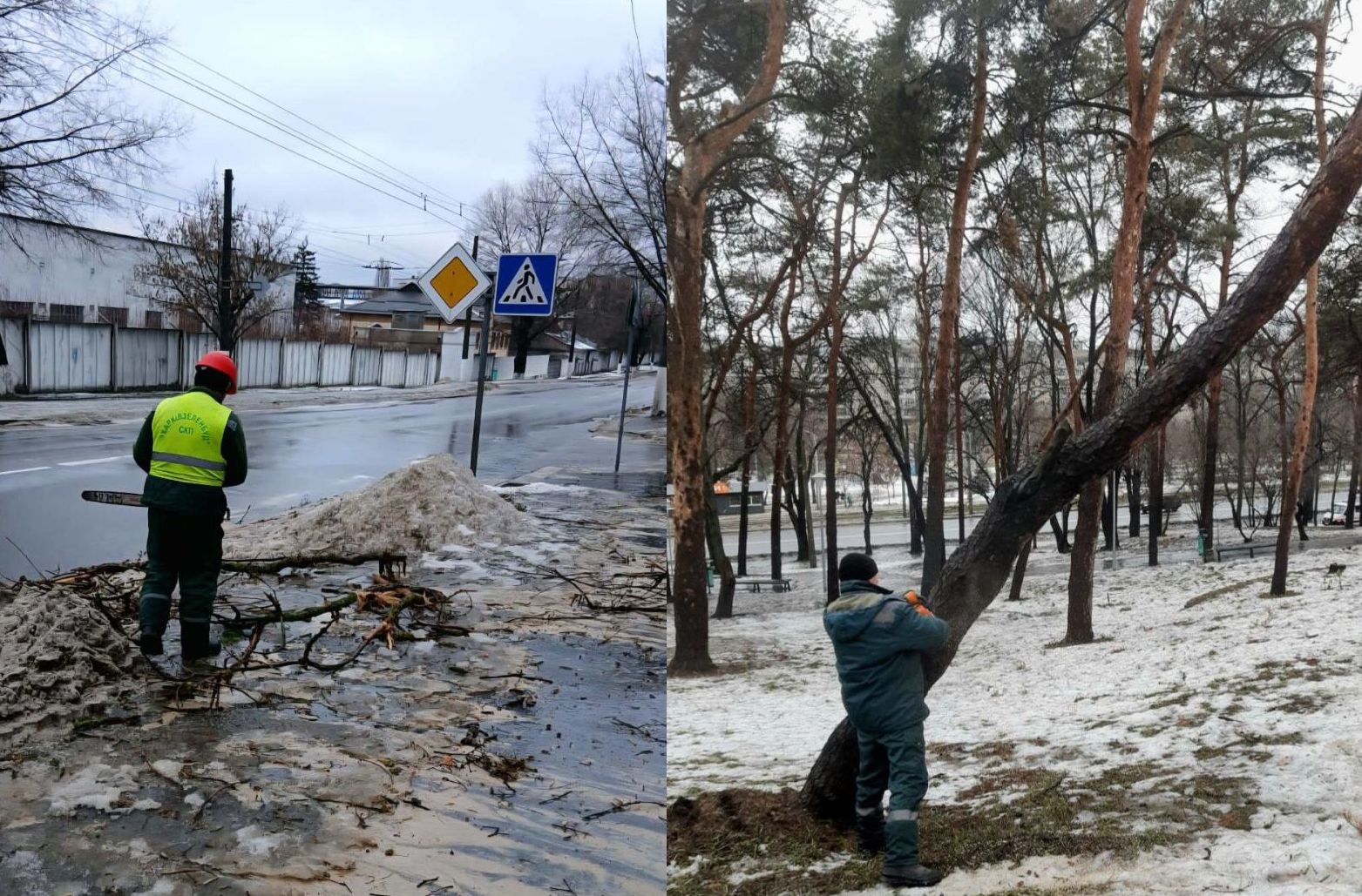 Харківський рух: Комунальники бороться з наслідками пориву вітру