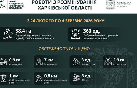 Знешкодження великої кількості небезпечних боєприпасів у Харкoвській області