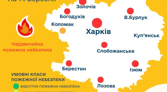 Харківщину попереджають про надзвичайну пожежну небезпеку 14 вересня